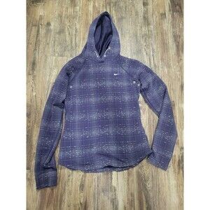 Nike Dri-Fit Women's Small Purple Plaid Pullover Hoodie Long Sleeve Athletic